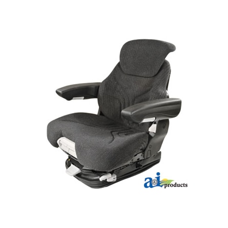 A & I Products Grammer Seat Assembly, Charcoal MATRIX CLOTH, Black Vinyl Armrests 28" x26" x25.5" A-MSG95741GRC